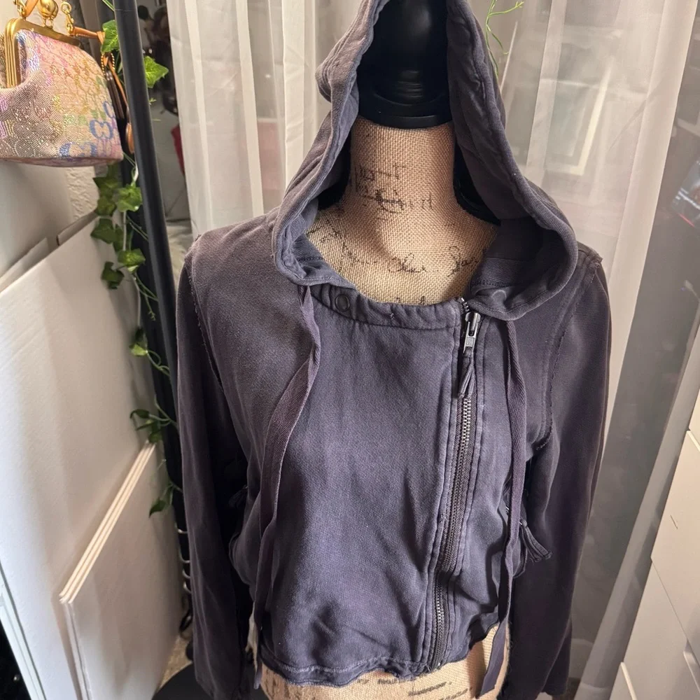 Free People You Asked For It Moto Hooded Jacket - size M